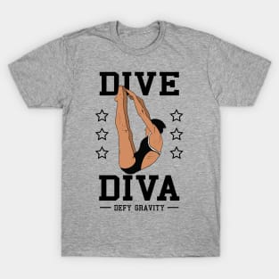 Womens Diving Dive Diva Springboard Platform Diver T-Shirt